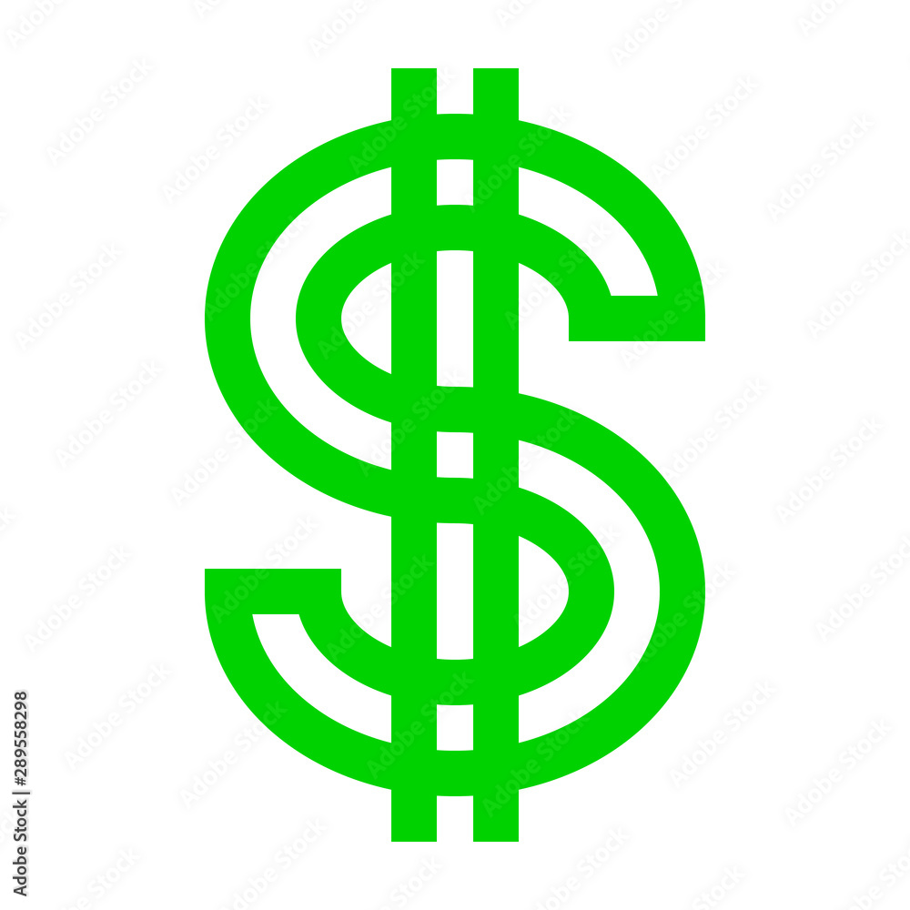 Dollar currency sign symbol - green simple outline, isolated - vector Dollar currency sign symbol - green simple outline, isolated - vector