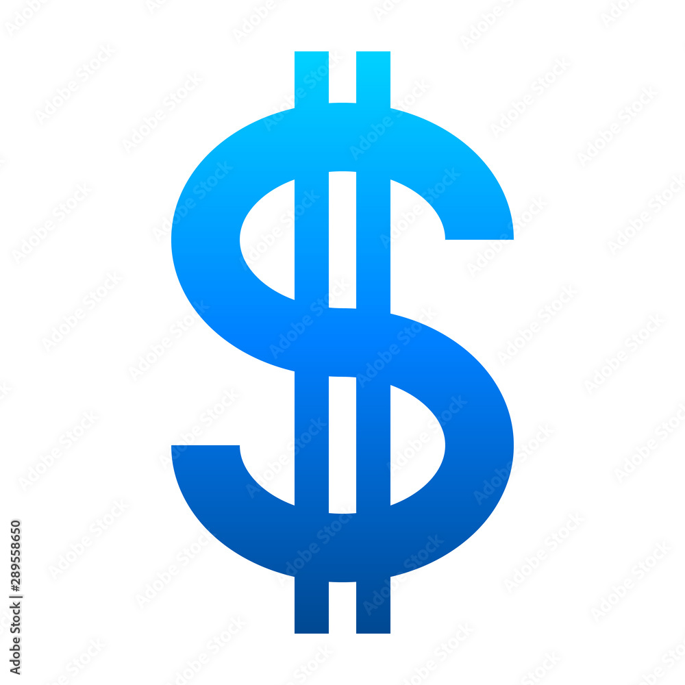 Dollar currency sign symbol - blue simple gradient, isolated - vector Dollar currency sign symbol - blue simple gradient, isolated - vector