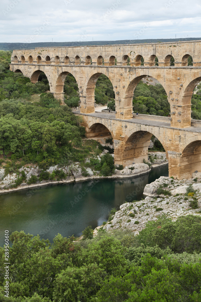 Aqueduct Pont du Gard,the bridge on river Gardon, Provence, France