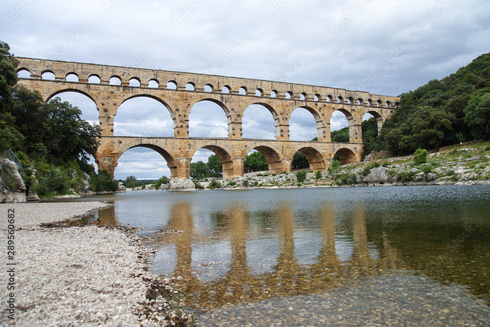 Fototapeta premium Aqueduct Pont du Gard,the bridge on river Gardon, Provence, France