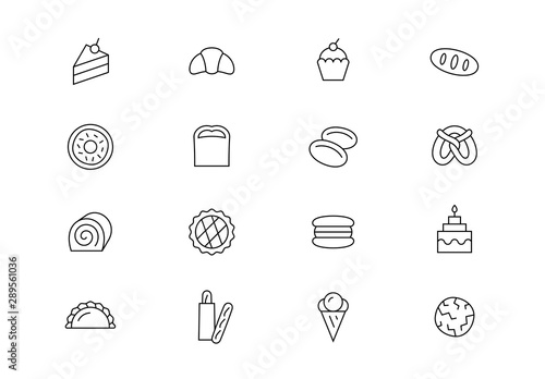 Bakery thin line vector icons. Editable stroke