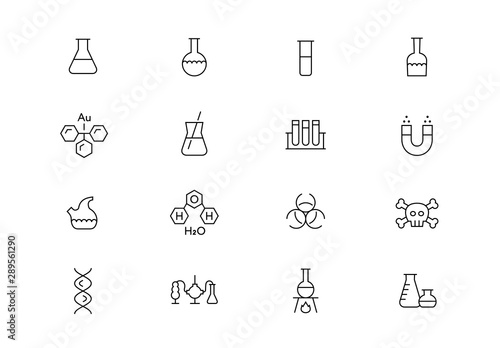 Chemistry thin line vector icons. Editable stroke