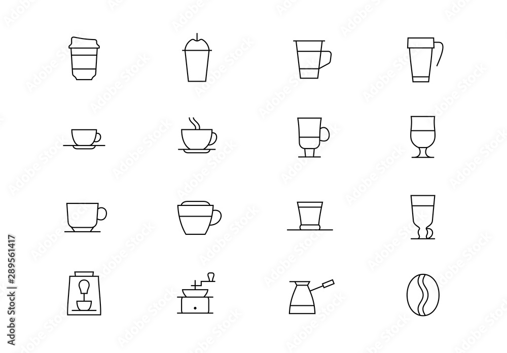 Coffee thin line vector icons. Editable stroke Coffee thin line vector icons. Editable stroke