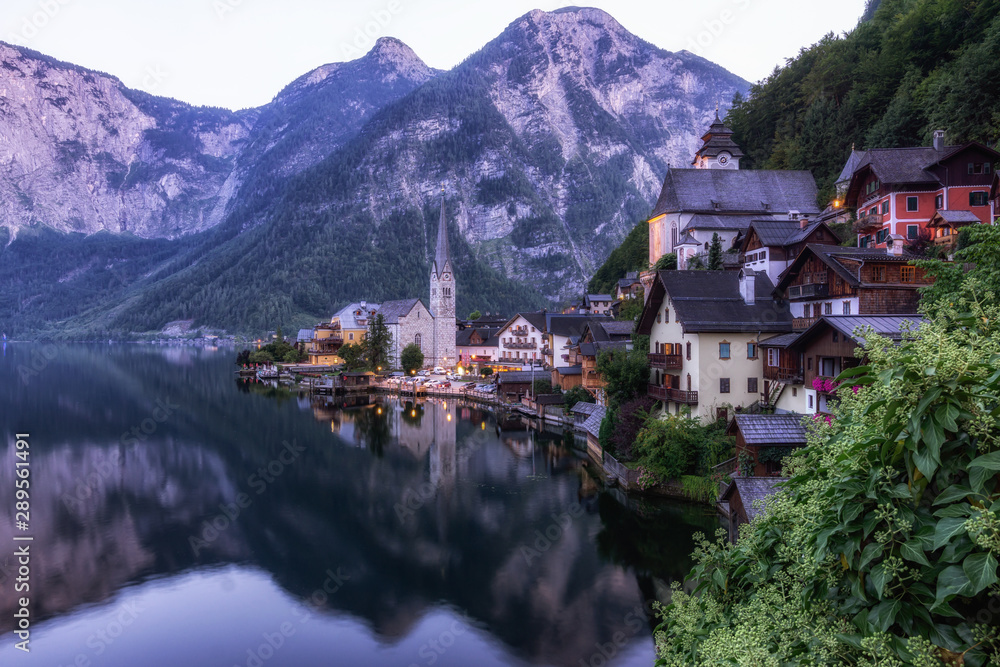 Hallstatt village lake view Hallstatt village lake view