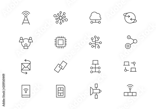 Connection thin line vector icons. Editable stroke
