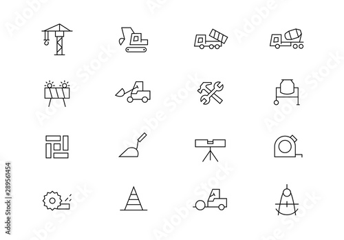 Construction thin line vector icons. Editable stroke