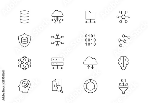 Data science thin line vector icons. Editable stroke