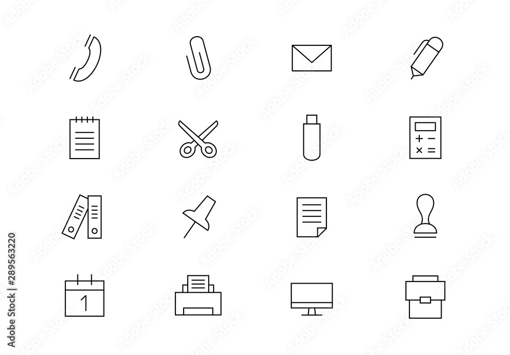 Stationery thin line vector icons. Editable stroke Stationery thin line vector icons. Editable stroke