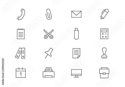 Stationery thin line vector icons. Editable stroke