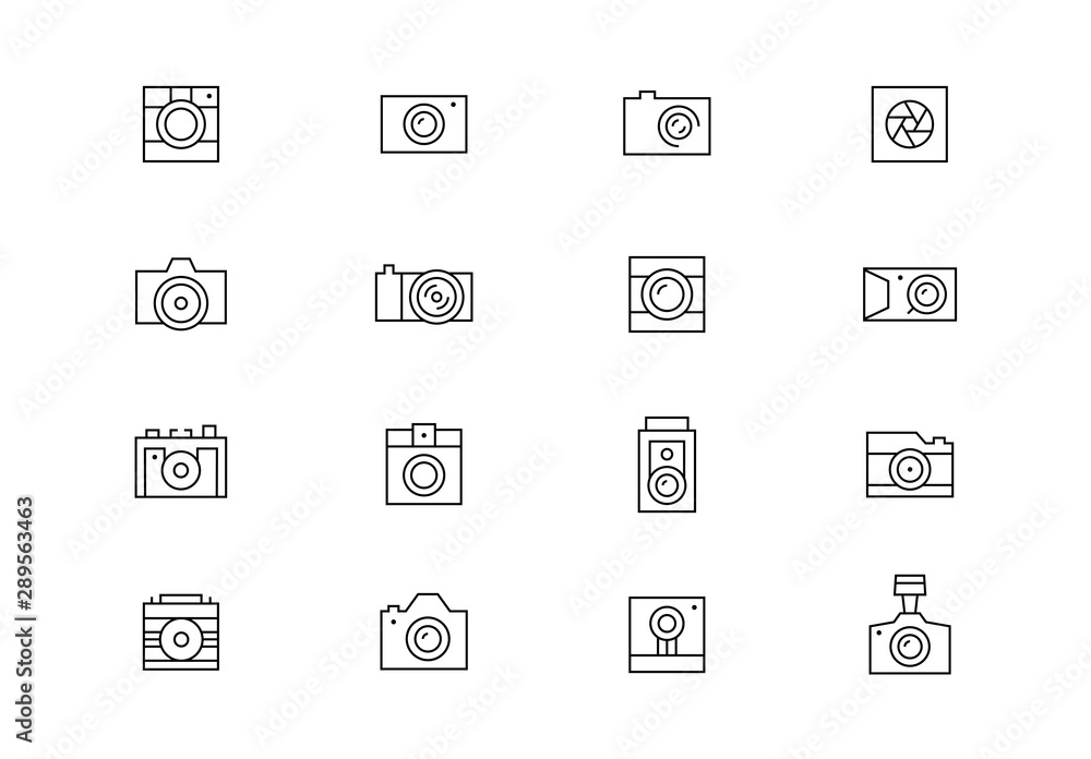 Photo camera thin line vector icons. Editable stroke Photo camera thin line vector icons. Editable stroke