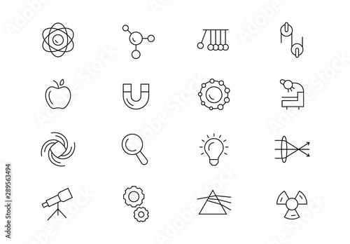 Physics thin line vector icons. Editable stroke