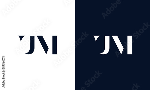 Abstract letter UM logo. This logo icon incorporate with abstract shape in the creative way. photo