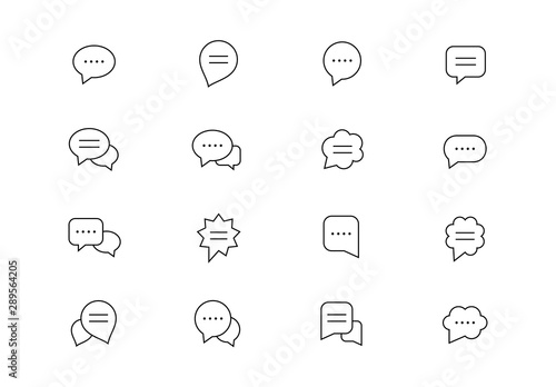Speech bubbles thin line vector icons. Editable stroke