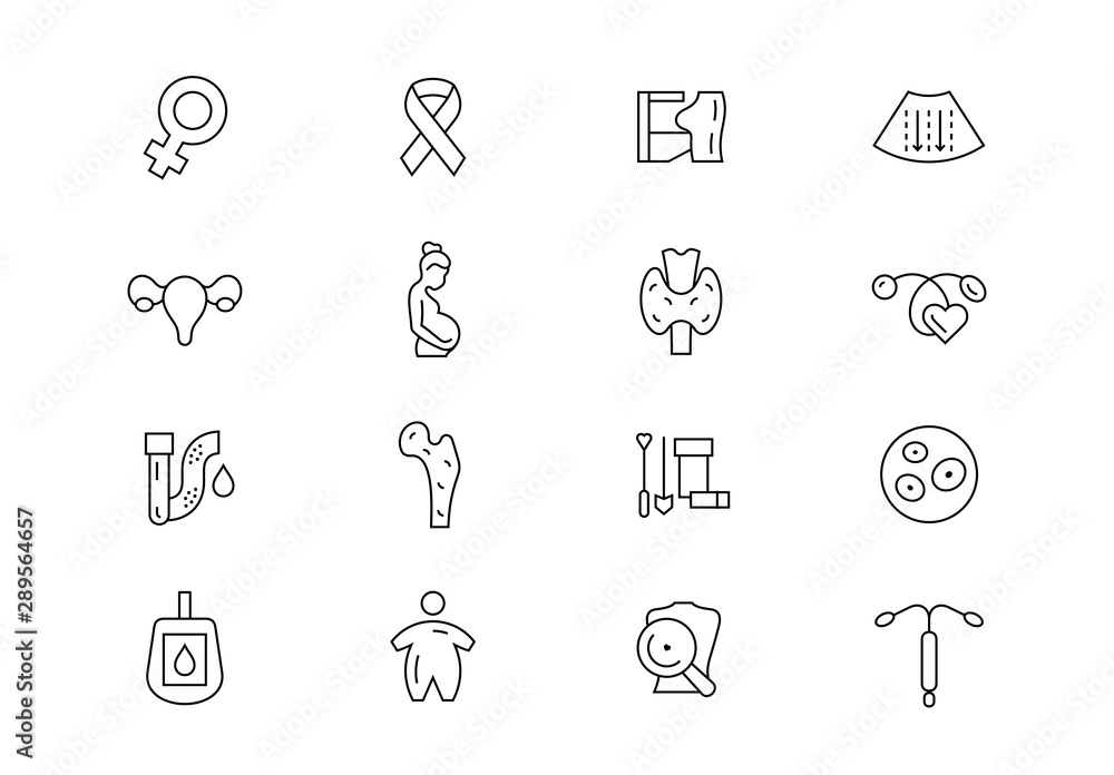 Woman's health thin line vector icons. Editable stroke Woman's health thin line vector icons. Editable stroke