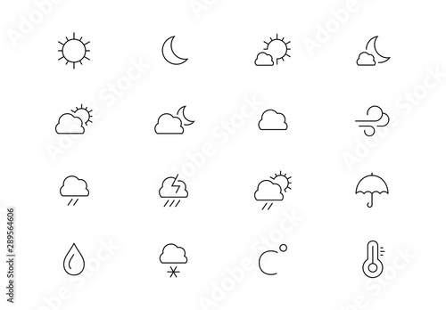Weather thin line vector icons. Editable stroke