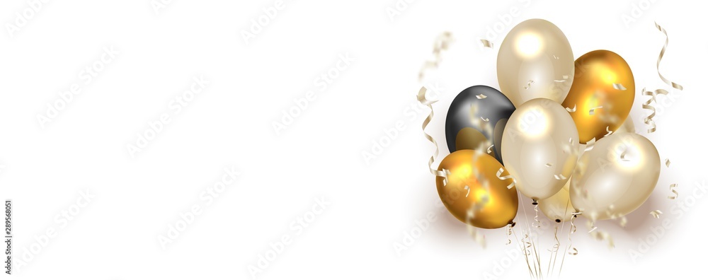 Blank greeting card template with tinsel and balloons. Blank greeting card template with tinsel and balloons.