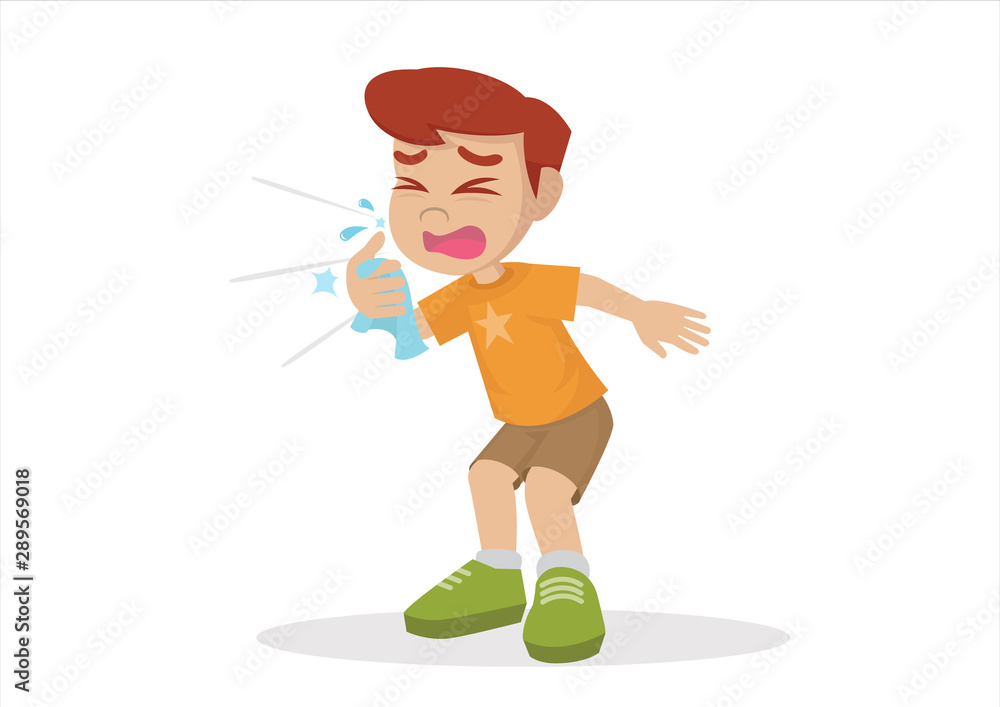 Cartoon character, Boy sneezing. Cartoon character, Boy sneezing.