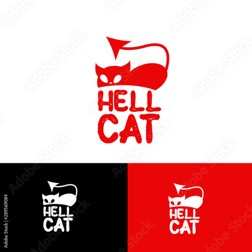 LOGO HELL CAT, ILLUSTRATION RED HELL CAT