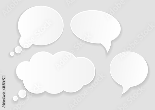 Paper speech bubbles vector set.