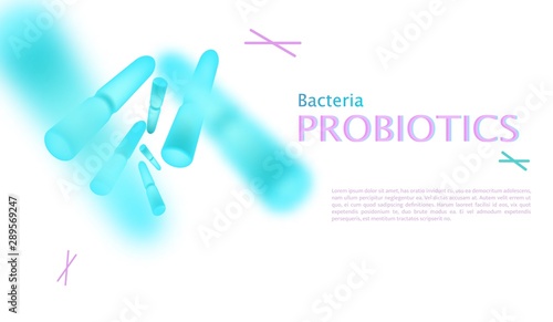 Probiotics Bacteria Vector illustration. Biology, Science background.