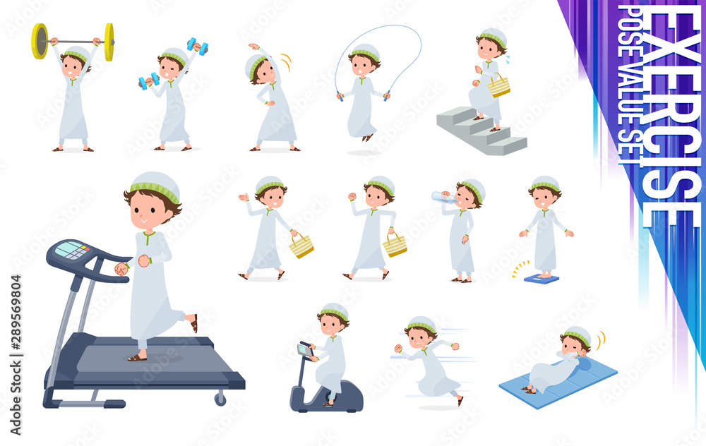 Fototapeta premium flat type Arab boy_exercise