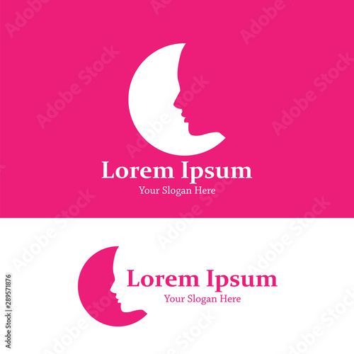 beauty logo, vector moon face, illustration