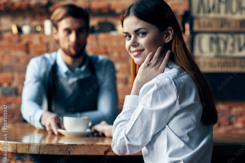 young couple in cafe