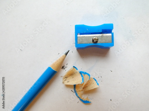 pencil and sharpener isolated on white