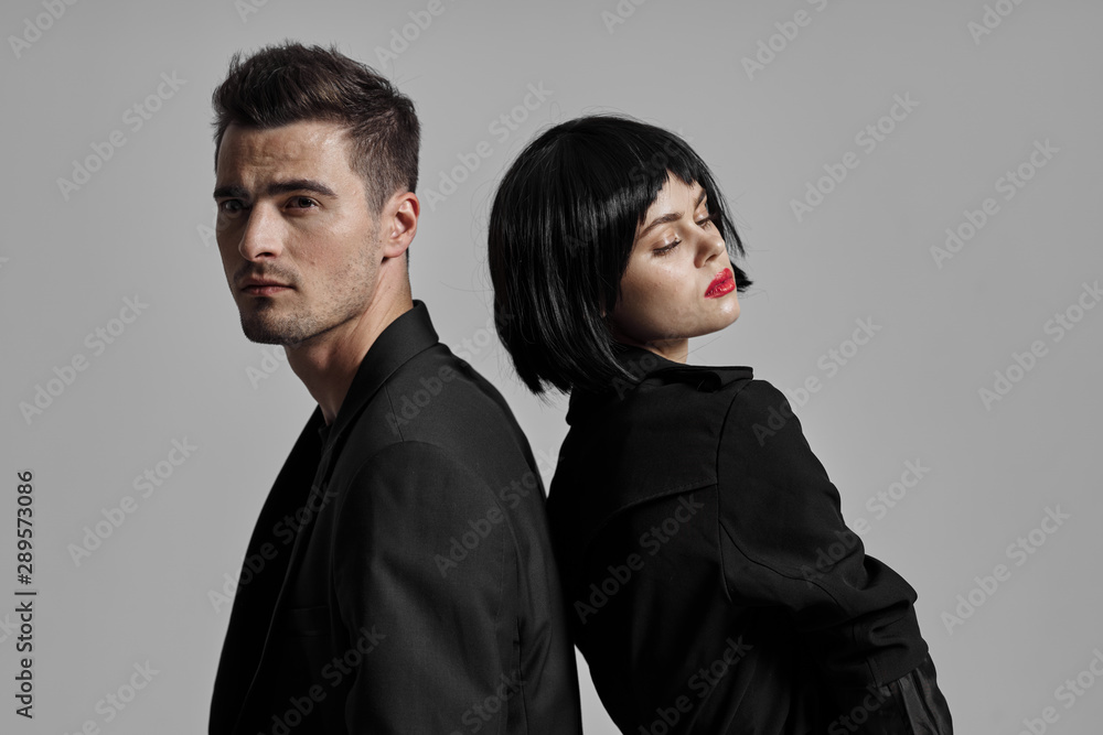 portrait of young man and woman portrait of young man and woman