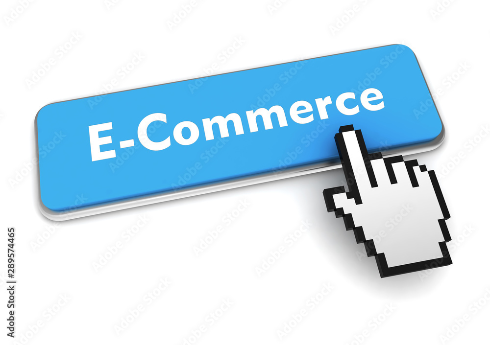e-commerce push button concept 3d illustration e-commerce push button concept 3d illustration