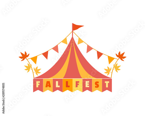 Hand drawn Fall fest tent simple flat color vector icon