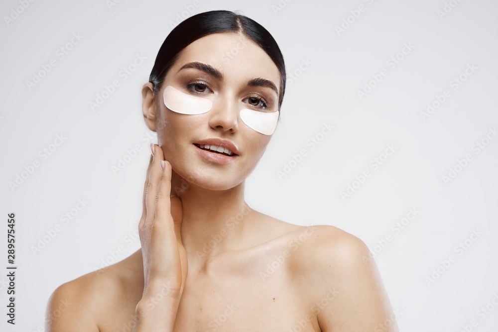 portrait of young woman with clear skin and long hair portrait of young woman with clear skin and long hair