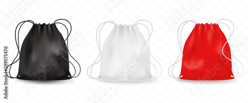Black, white and red backpack mockup, schoolbags.