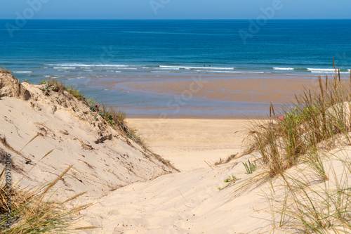 access dune and sea beach of Lacanau atlantic ocean in France