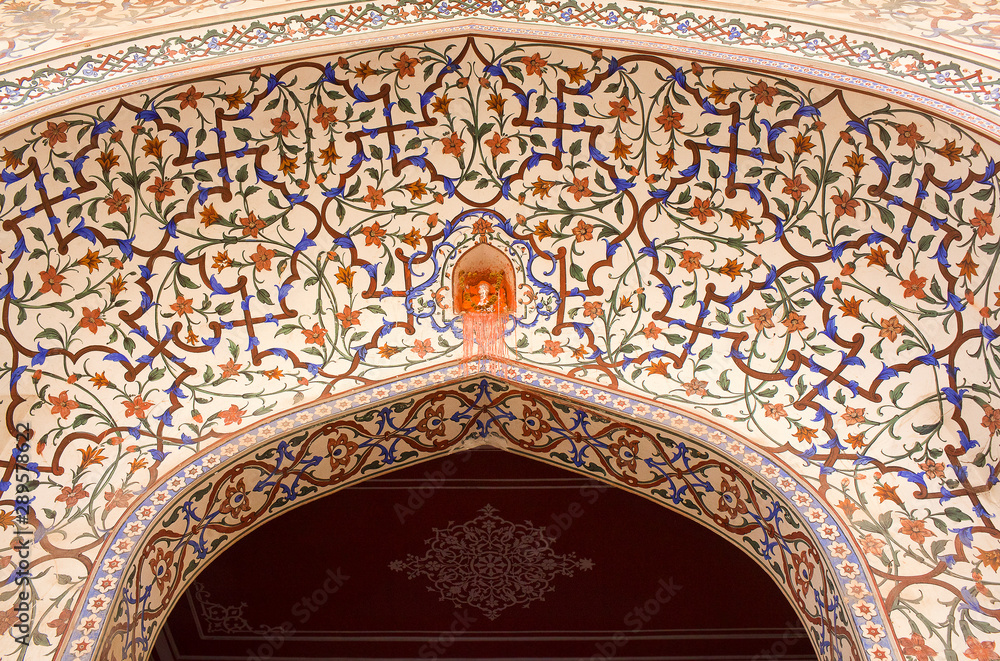 Ancient doorway - exterior detail of Jaipur City Palace, a palace complex in Rajasthan, India