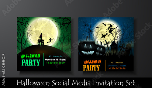 Halloween vector card or background. Vector art.