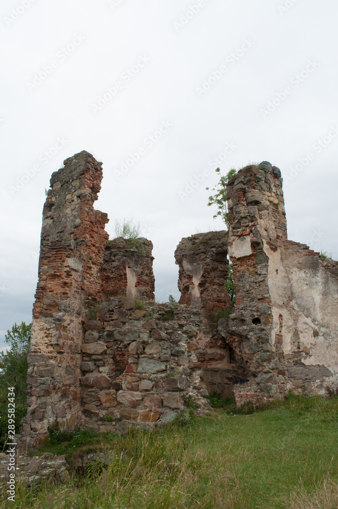 Old abandoned medieval castle in Pniv