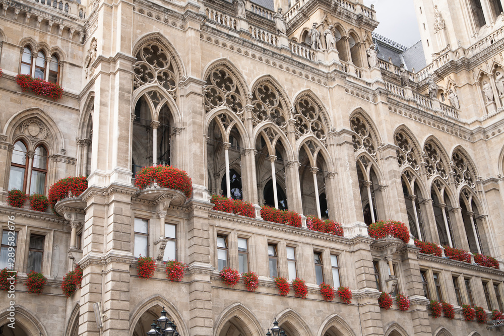 Facade of cityhall historic building in Vienna