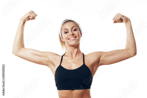 young woman doing fitness exercise