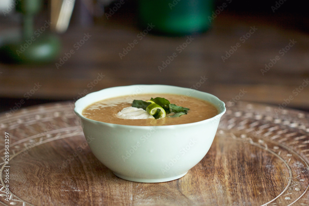 Red Lentil Soup with Coconut Milk, Lime and Sour Cream Red Lentil Soup with Coconut Milk, Lime and Sour Cream