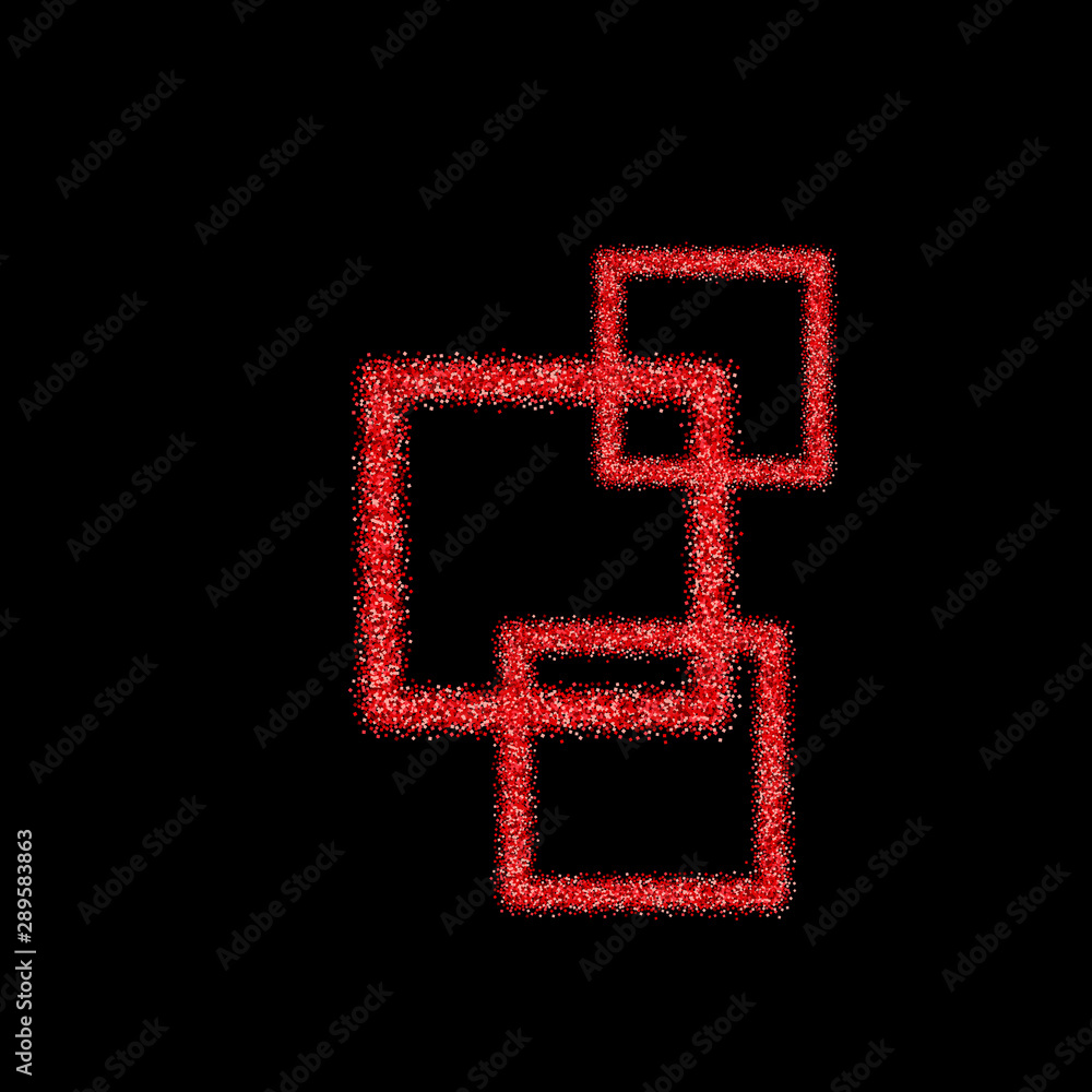 Dark background with particles of red dust in the form of squares. Design element. Dark background with particles of red dust in the form of squares. Design element.
