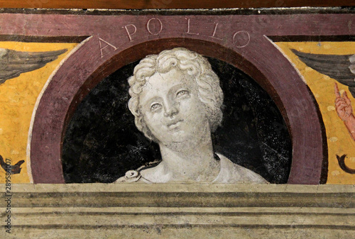 Apollo; affresco di Marcello Fogolino; Palazzo Assessorile di Cles, Trentino photo