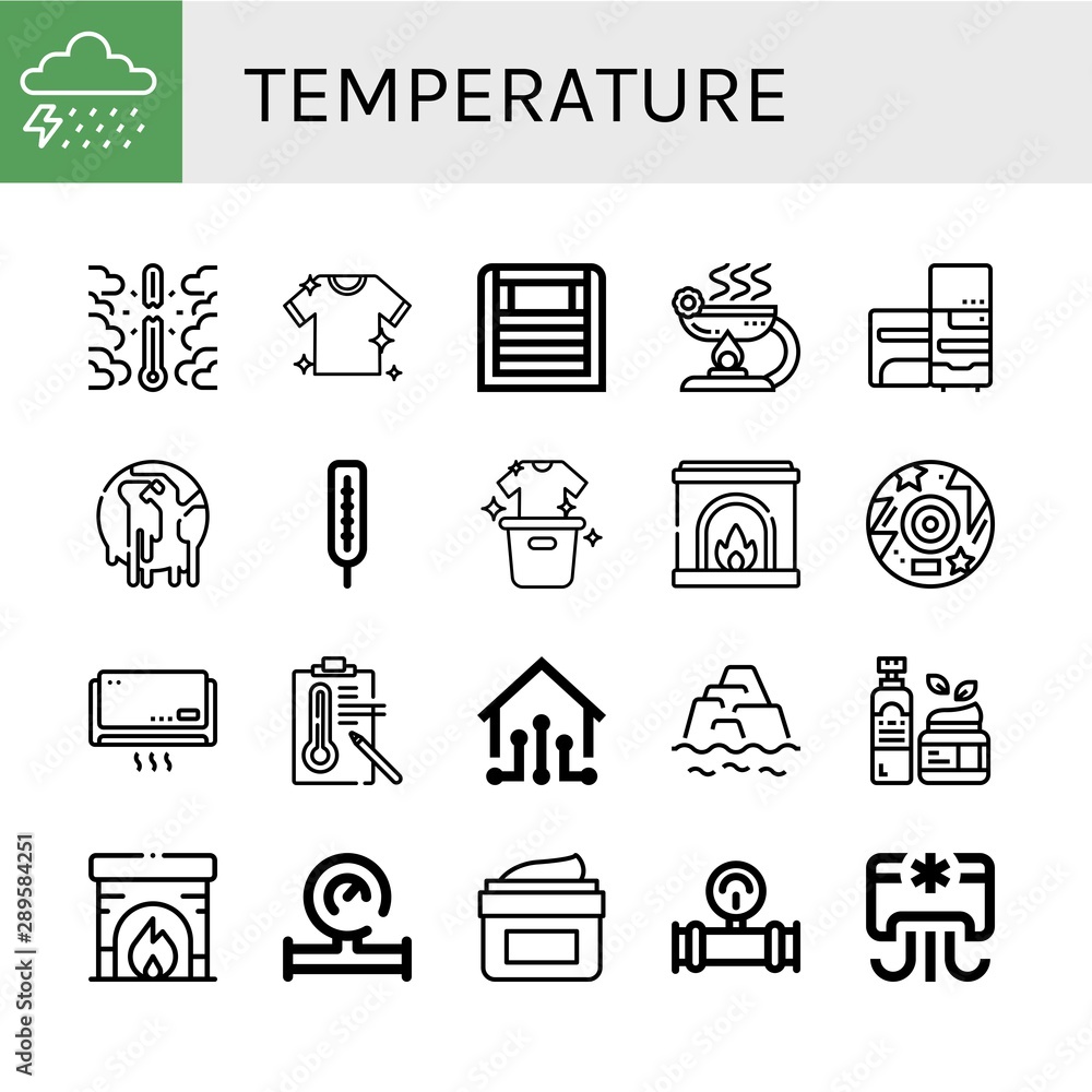 Set of temperature icons such as Storm, Overheat, Laundry, Heater, Burner, Refrigerator, Climate change, Thermometer, Fireplace, Disc, Air conditioner, Temperature , temperature Set of temperature icons such as Storm, Overheat, Laundry, Heater, Burner, Refrigerator, Climate change, Thermometer, Fireplace, Disc, Air conditioner, Temperature , temperature