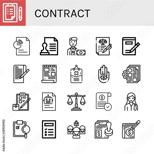 Set of contract icons such as Checklist, Document, Stamp, Banker, Agreement, Writing, Paper, Script, Rules, Hand, Documentation, Balance, Approve, Lawyer, Clipboard , contract