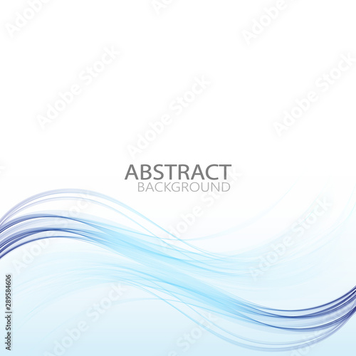  Horizontal blue wavy wave lines on abstract background © Nikolas
