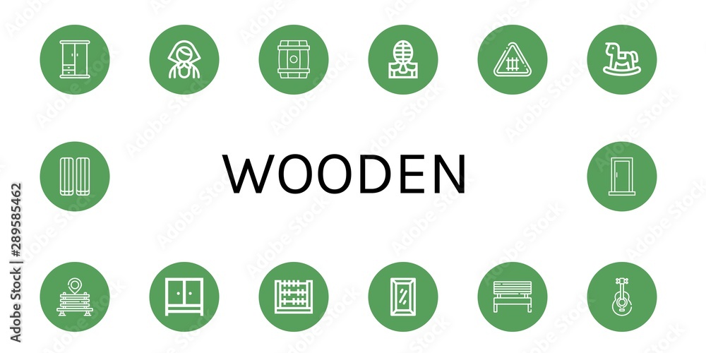 Set of wooden icons such as Wardrobe, Russian, Barrel, Kendo, Fence, Rocking horse, Bench, Abacus, Full length mirror, Acoustic guitar, Marshmallow, Door , wooden Set of wooden icons such as Wardrobe, Russian, Barrel, Kendo, Fence, Rocking horse, Bench, Abacus, Full length mirror, Acoustic guitar, Marshmallow, Door , wooden