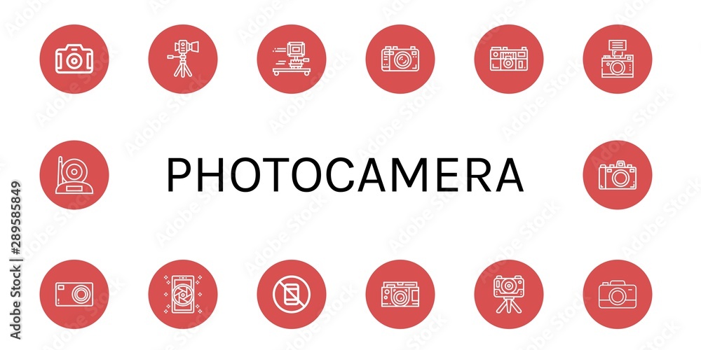 Set of photocamera icons such as Camera, Compact camera, No pictures , photocamera Set of photocamera icons such as Camera, Compact camera, No pictures , photocamera