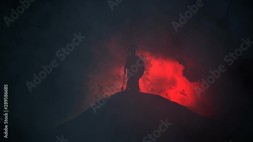 Epic Spartan Soldier Under a Lightning Storm