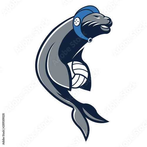 Sea Lion - Seal water polo or Beach volleyball mascot vector illustration