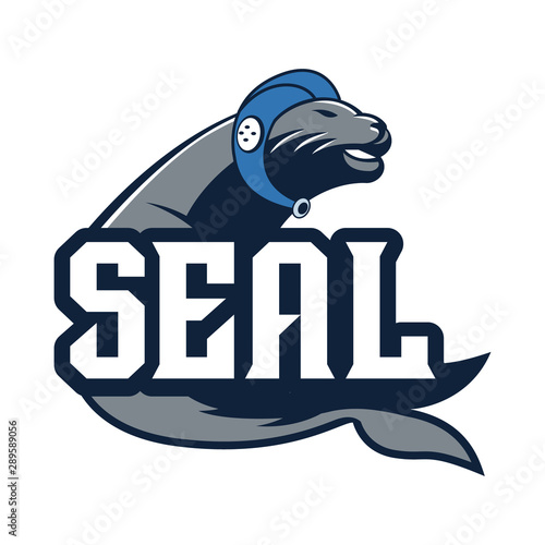 Sea Lion - Seal water polo or Beach volleyball mascot vector illustration
